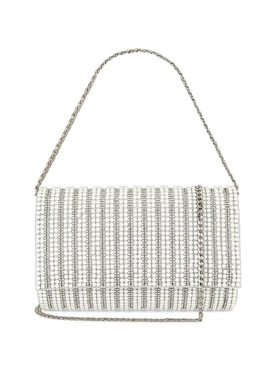 Olga Berg Handbags - Olga Berg Elegant White Crystal Chain Shoulder Bag pearls and diamond